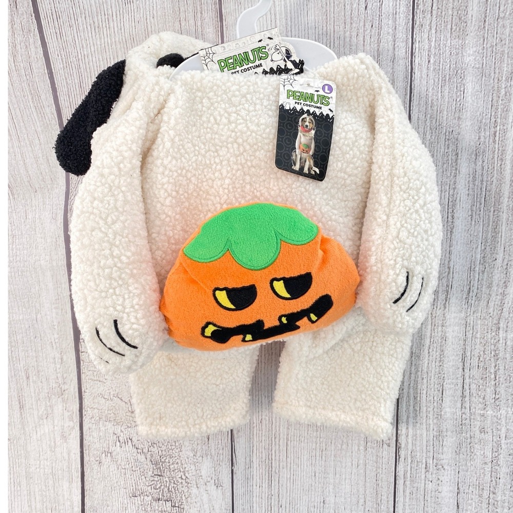Peanuts Snoopy Dog Costume Large Cream Sherpa Pumpkin Halloween Charlie Brown